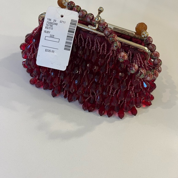 NEW Lily Scott hand beaded red evening bag with beaded strap. - Picture 3 of 7